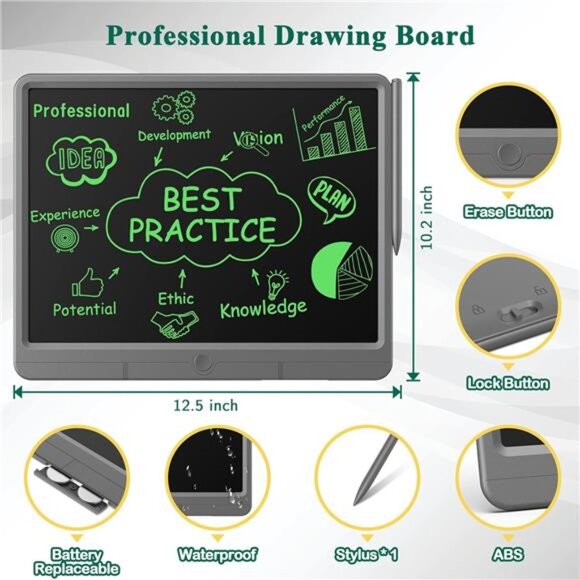 LCD Writing Tablet 15 Inch, Erasable Electronic Writing Pad, Large Doodle Board - Picture 3 of 6